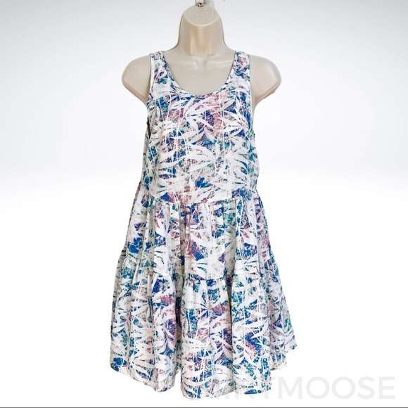 LOVERS + FRIENDS Silky Tiered Watercolor Ruffle Mini Dress Size XS - Picture 2 of 10